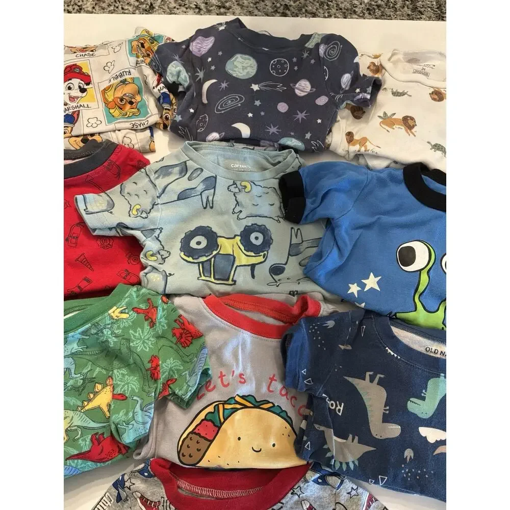 Lot of 10 Baby Boys PJ Sets Size 3T